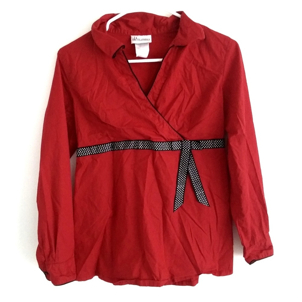 red maternity blouse